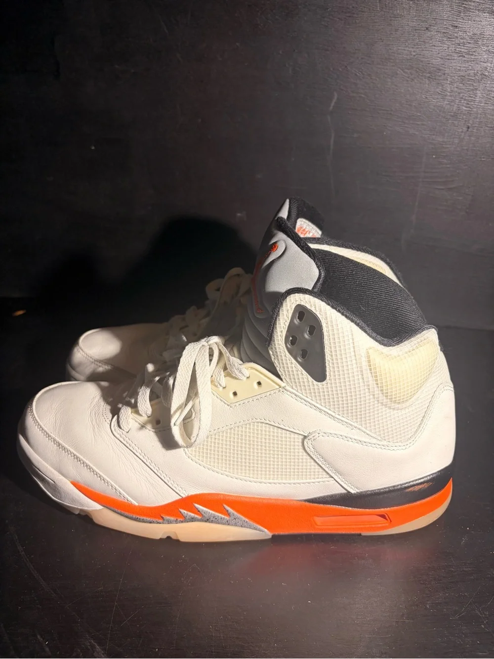 Jordan 5 Men's White Sneakers with Bright Orange Accents
